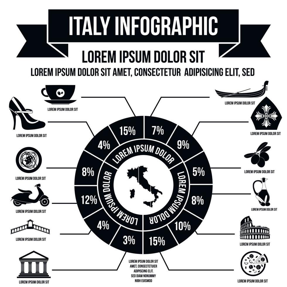 elementi infografici italia, stile semplice vettore