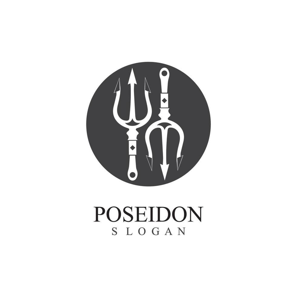 modello di illustrazione del vettore di disegno del tridente e dell'icona di poseidon