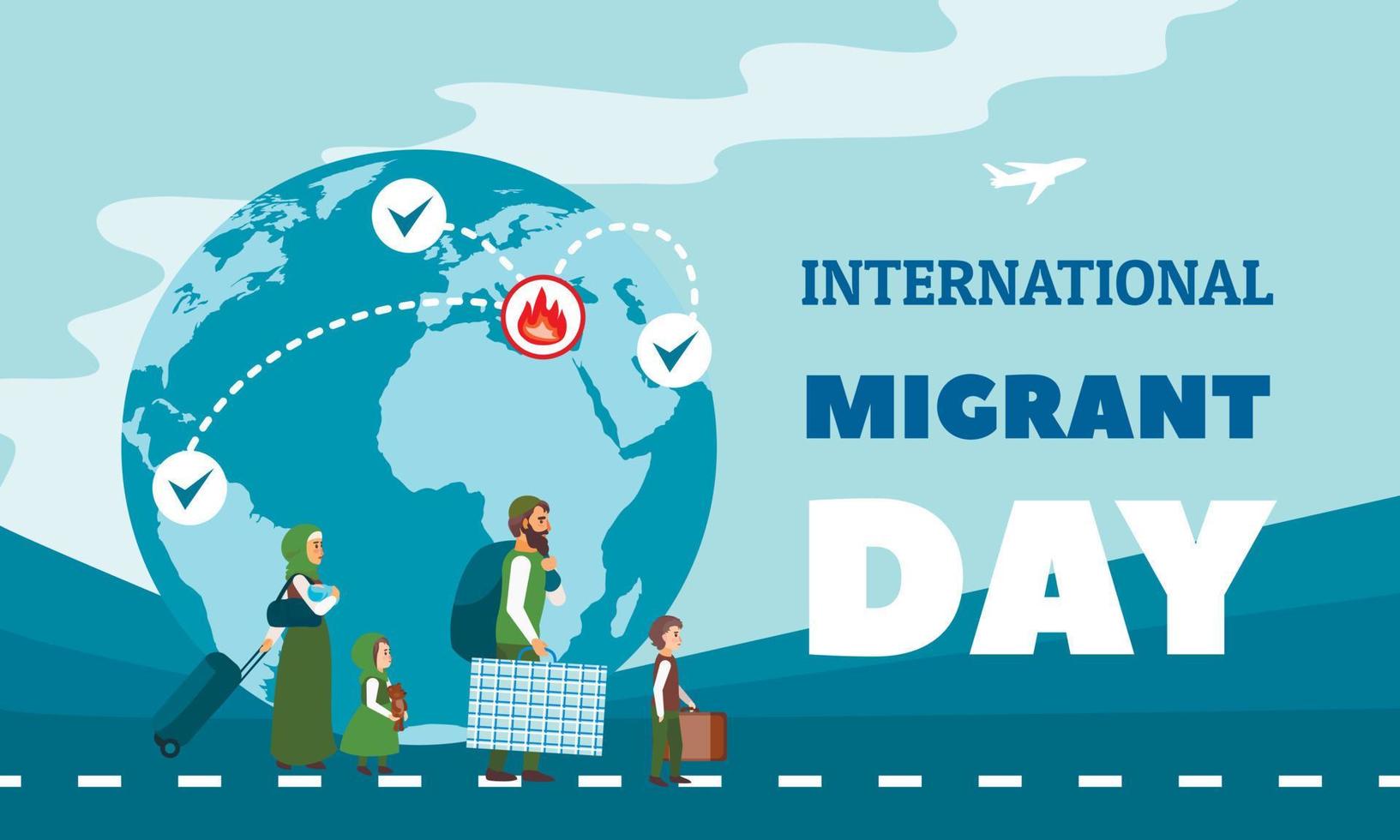 sfondo del concetto di immigrazione, stile piatto vettore