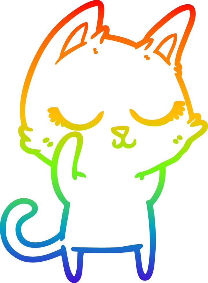 arcobaleno gradiente linea disegno calmo cartone animato gatto vettore