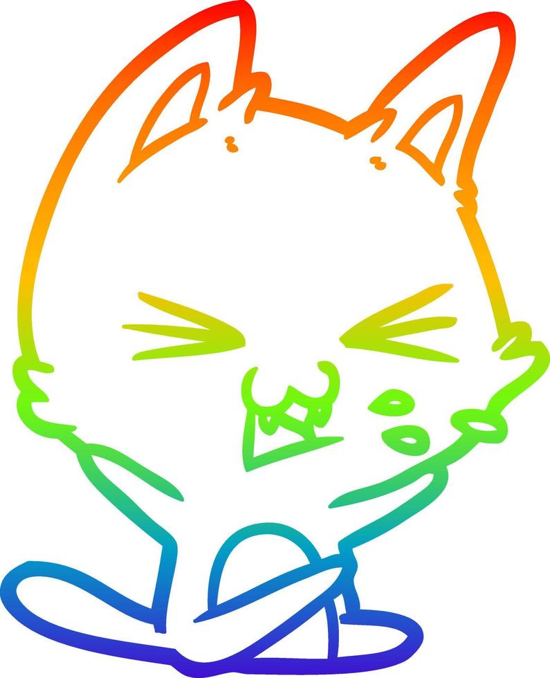 arcobaleno gradiente linea disegno cartone animato gatto sibilante vettore