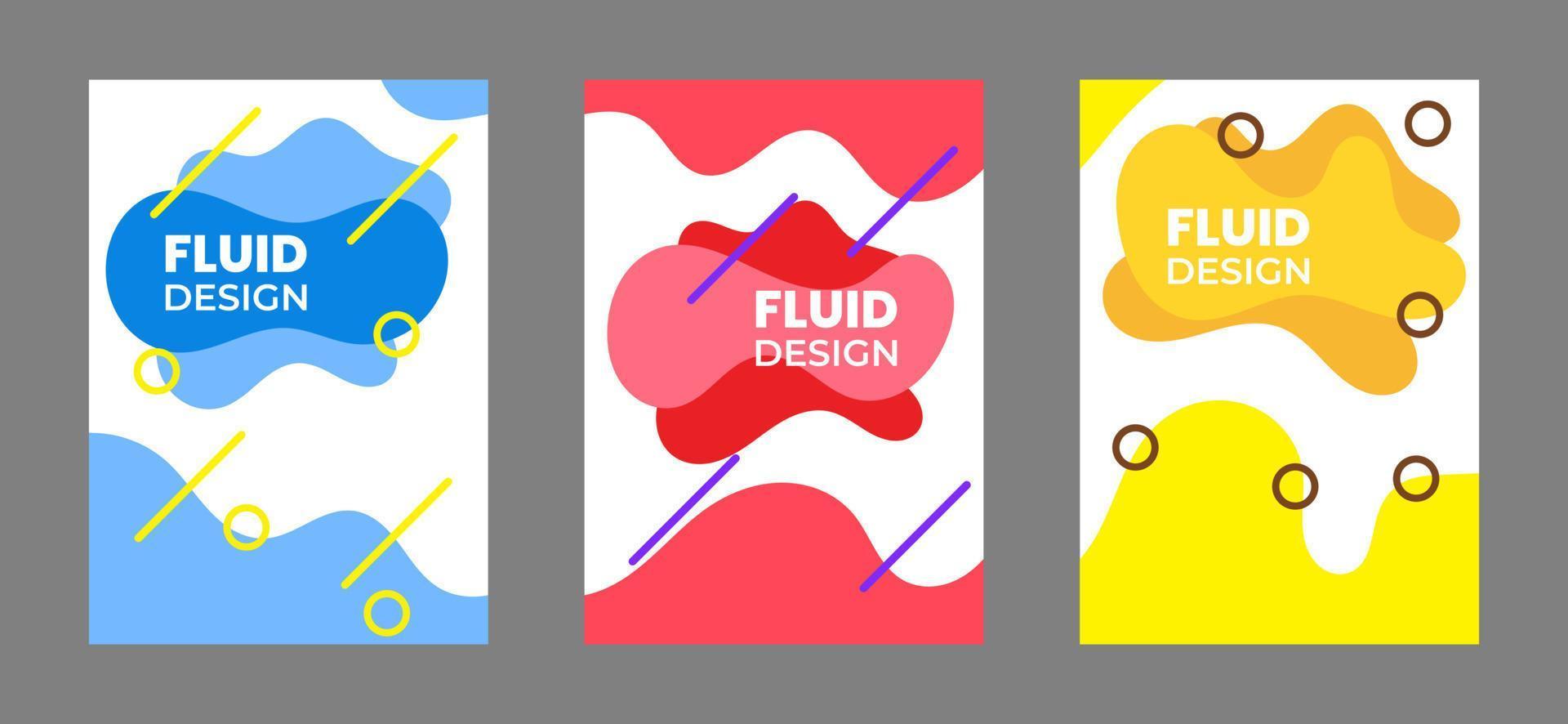 bel design fluido nei colori di sfondo blu, rosso e giallo vettore