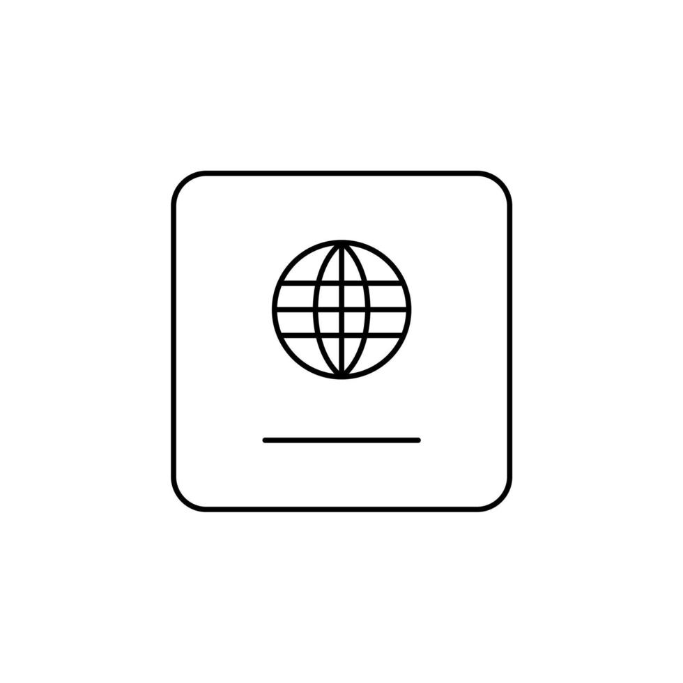 passaporto, viaggio, business icona linea sottile illustrazione vettoriale modello logo. adatto a molti scopi.