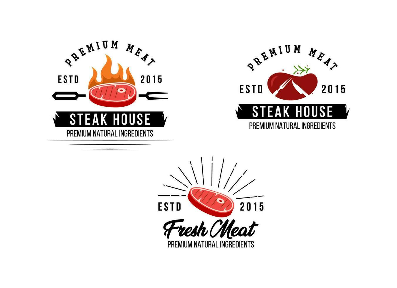 modello di progettazione logo steak house premium vettore