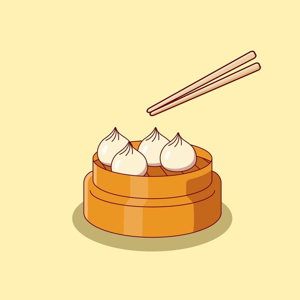 simpatico cartone animato dim sum.vector illustration.cute cibo cartone animato vettore