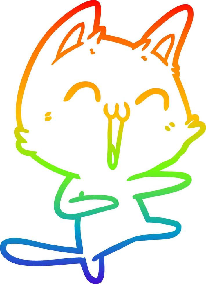 arcobaleno gradiente linea disegno felice fumetto gatto miagola vettore