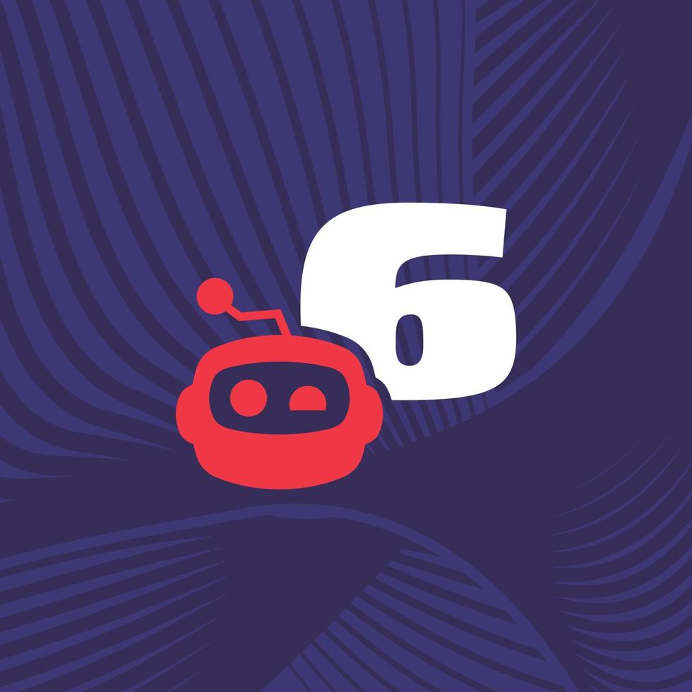 logo del robot numero 6 vettore