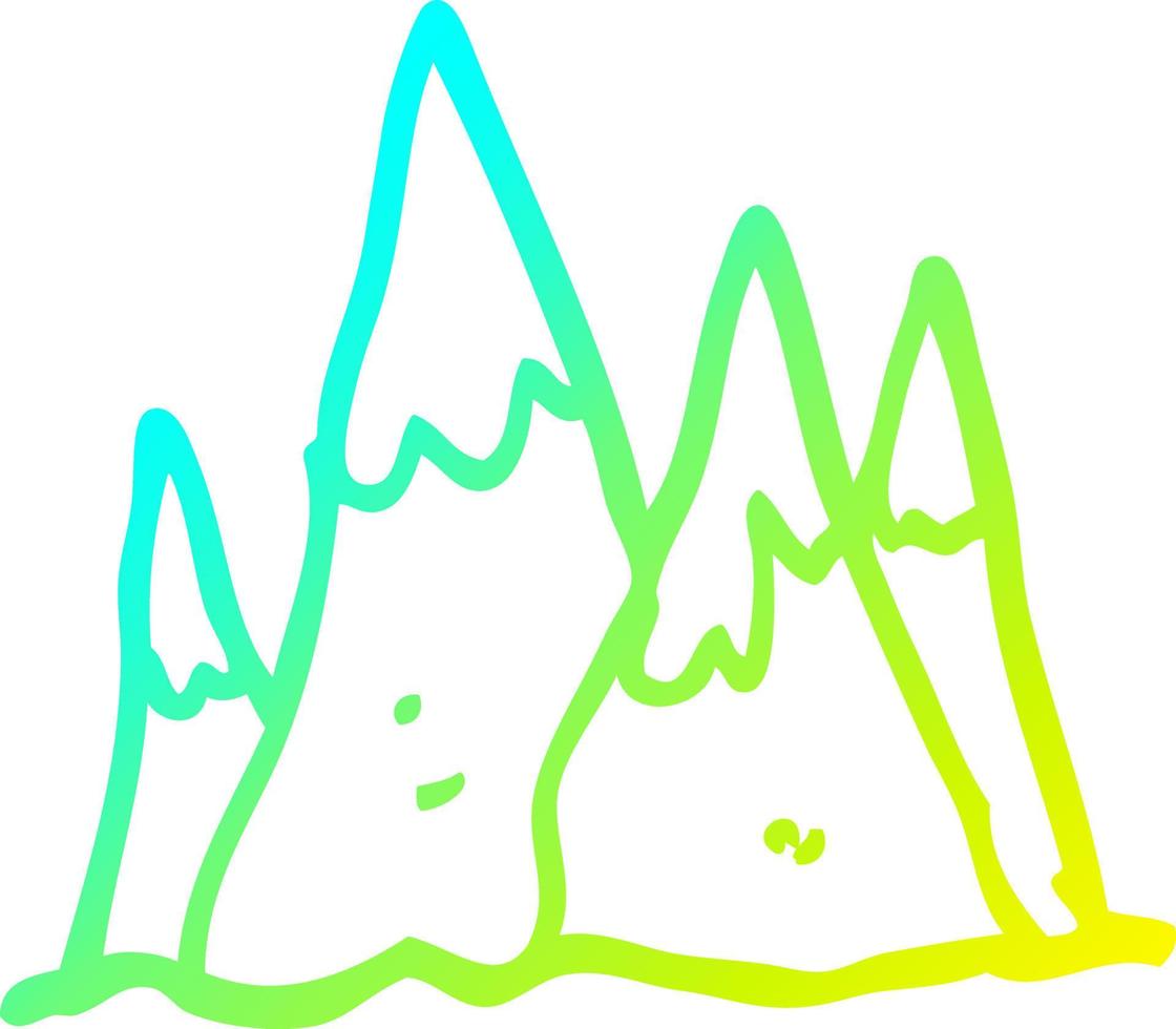 gradiente freddo disegno cartone animato montagne alte vettore