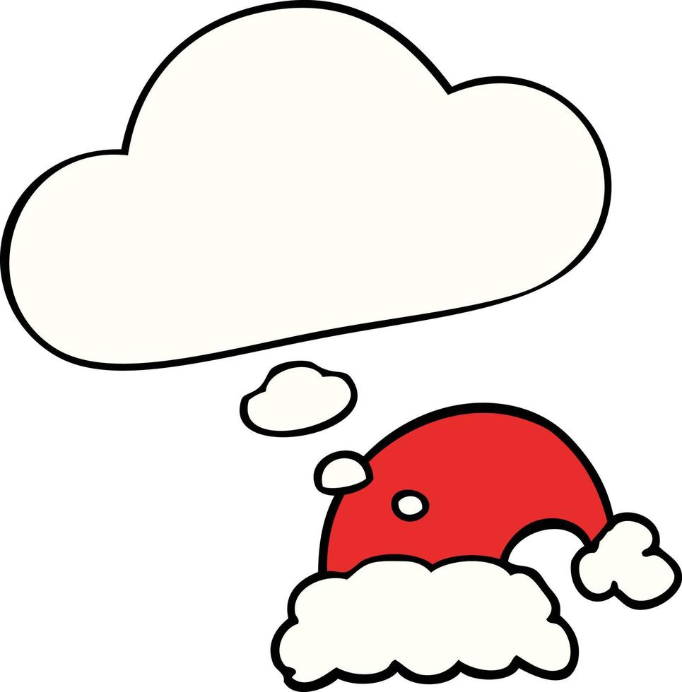 cartone animato cappello di Natale e bolla di pensiero vettore
