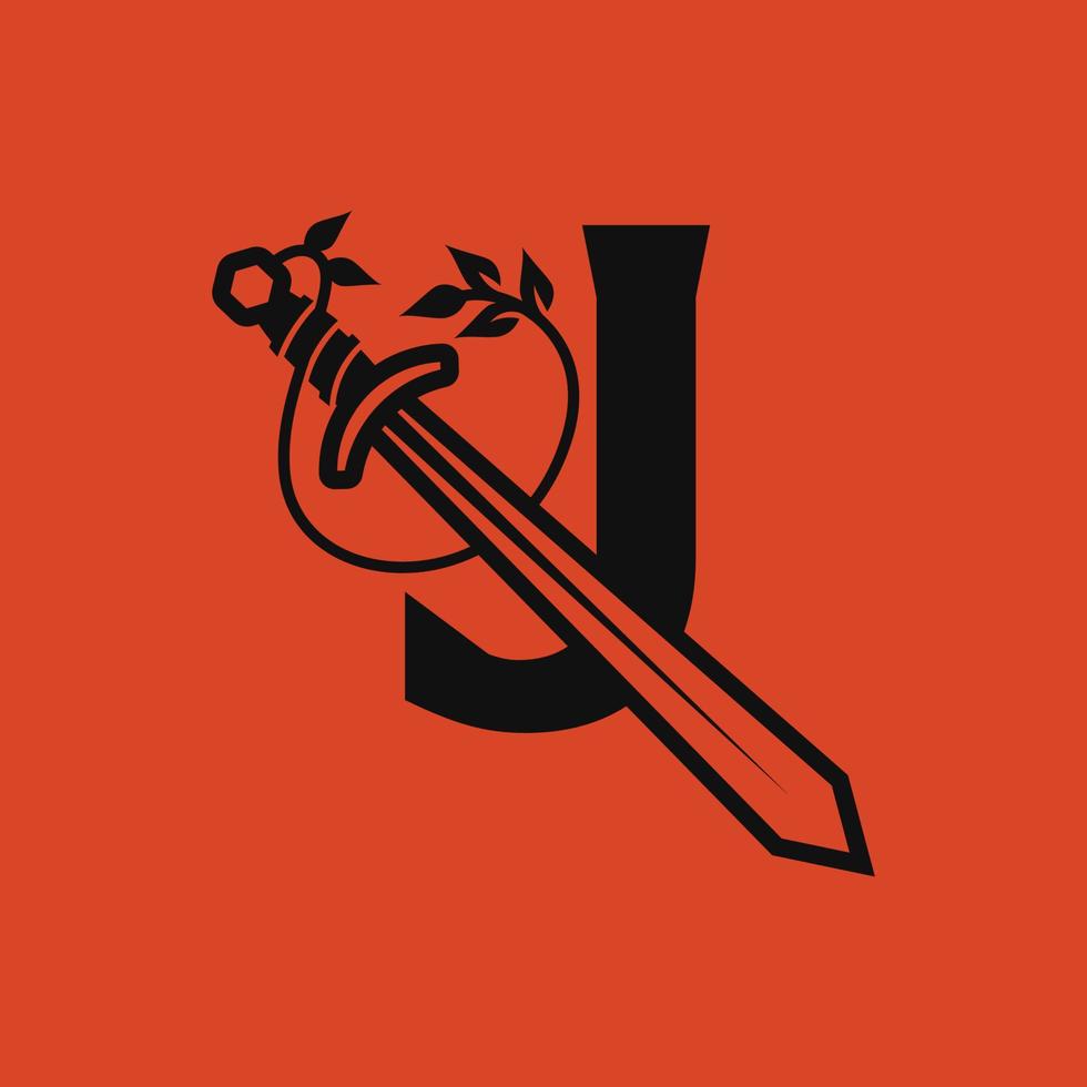 logo della spada alfabeto j vettore