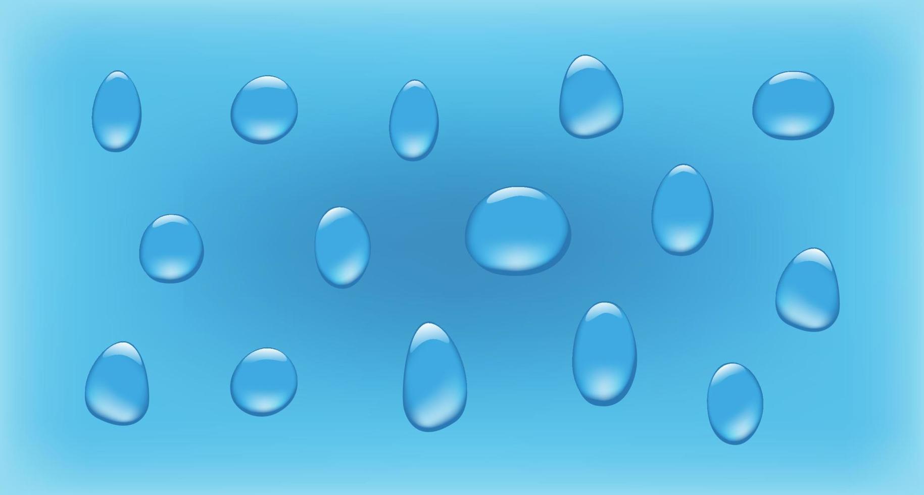 vettore isolato gocce d'acqua blu. set di diverse gocce realistiche.