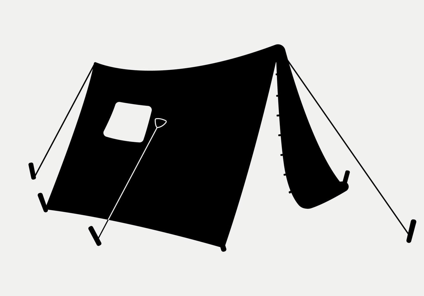 un'icona della tenda della struttura, illustrazione della siluetta della tenda di campeggio dell'escursionismo di viaggio. vettore