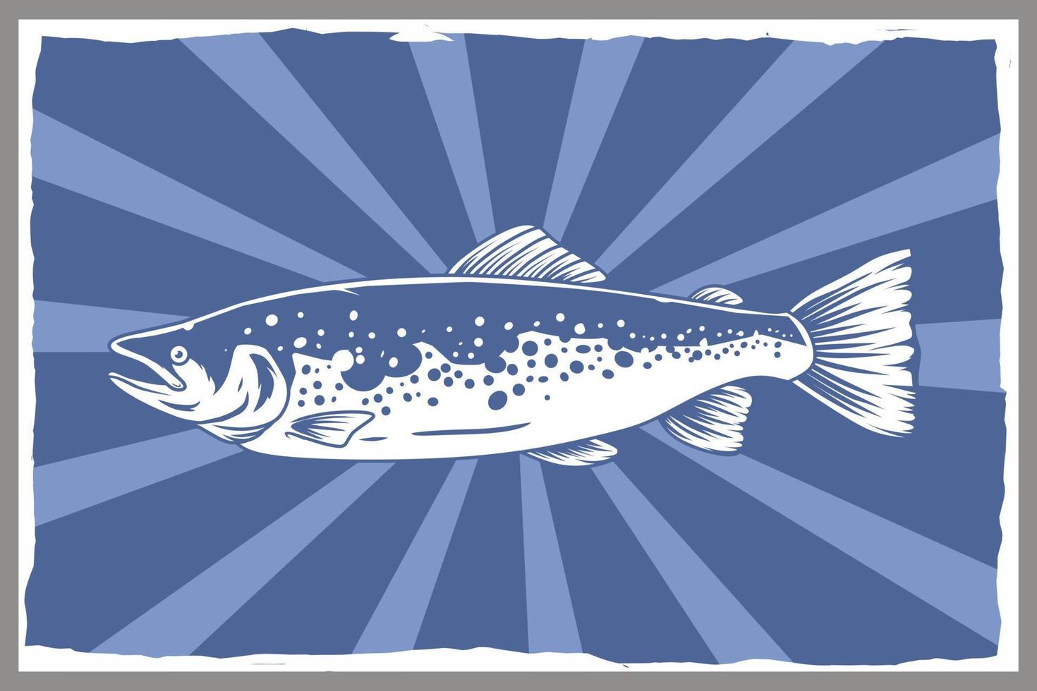 poster di pesca al salmone, stile vintage vettore