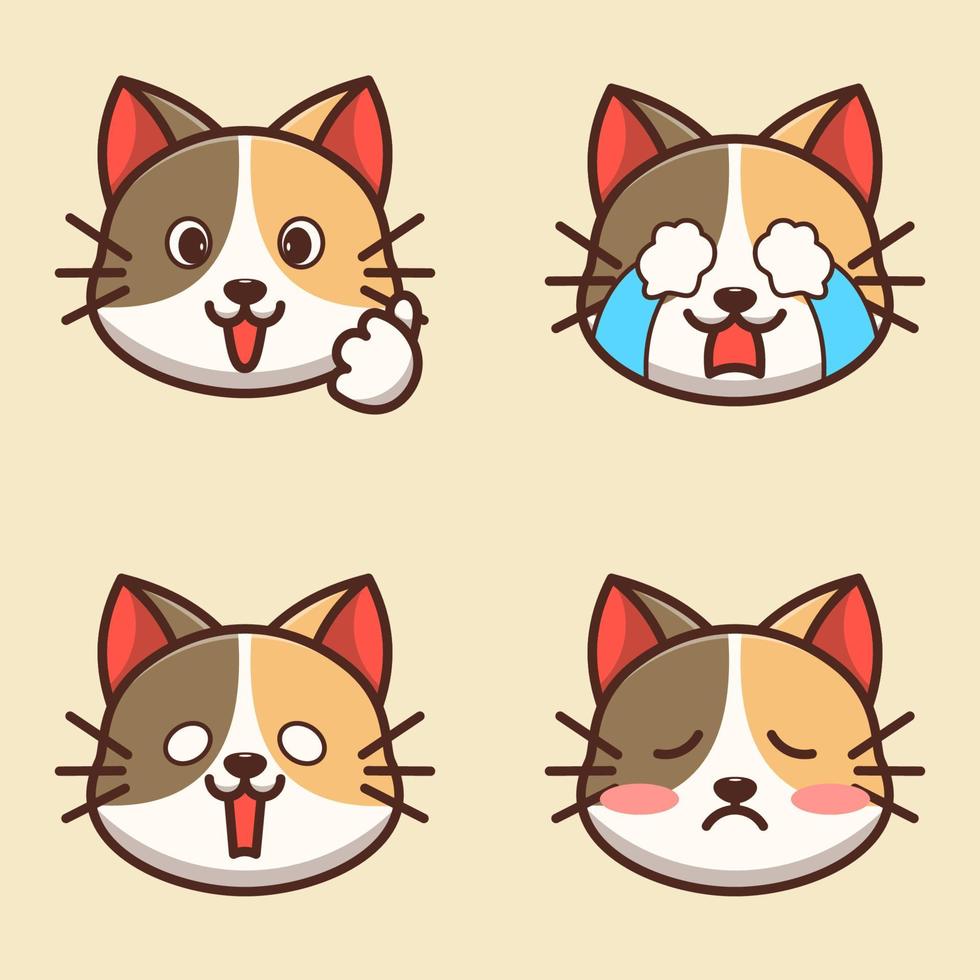 simpatico pacchetto di emote gattino adorabile vettore