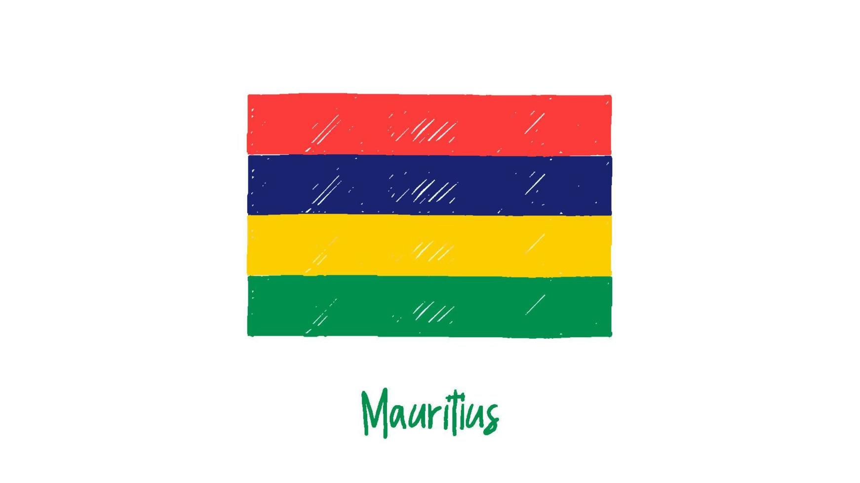 pennarello bandiera mauritius o illustrazione vettoriale schizzo a matita