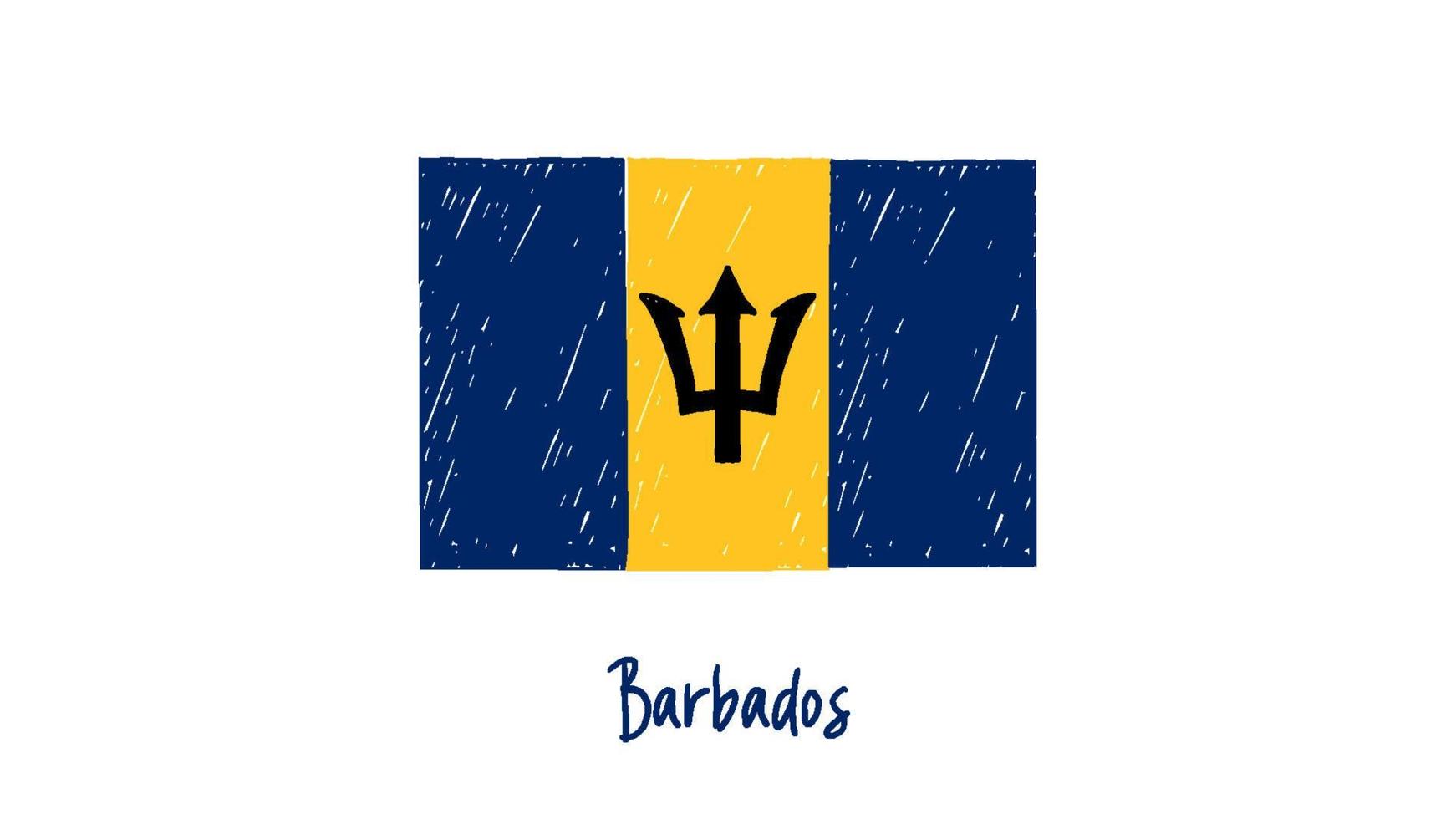 barbados flag marker o schizzo a matita illustrazione vettoriale