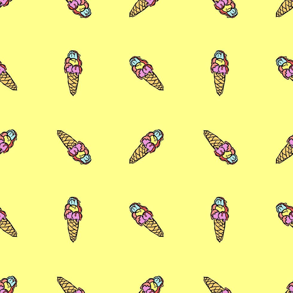 modello di gelato senza soluzione di continuità. illustrazione di doodle di vettore con l'icona del gelato. modello con gelato