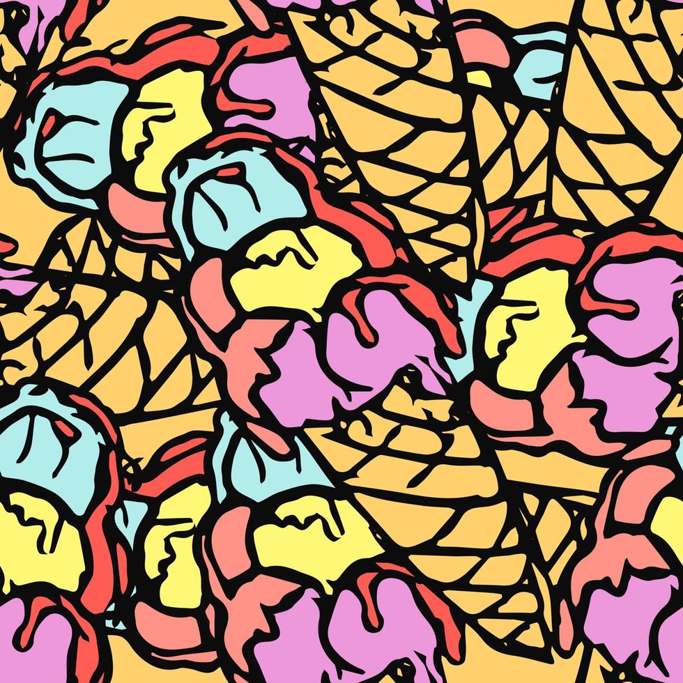 modello di gelato senza soluzione di continuità. illustrazione di doodle di vettore con l'icona del gelato. modello con gelato