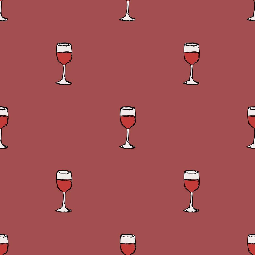 modello di vino senza soluzione di continuità. illustrazione di doodle di vettore con l'icona del vino. modello con vino