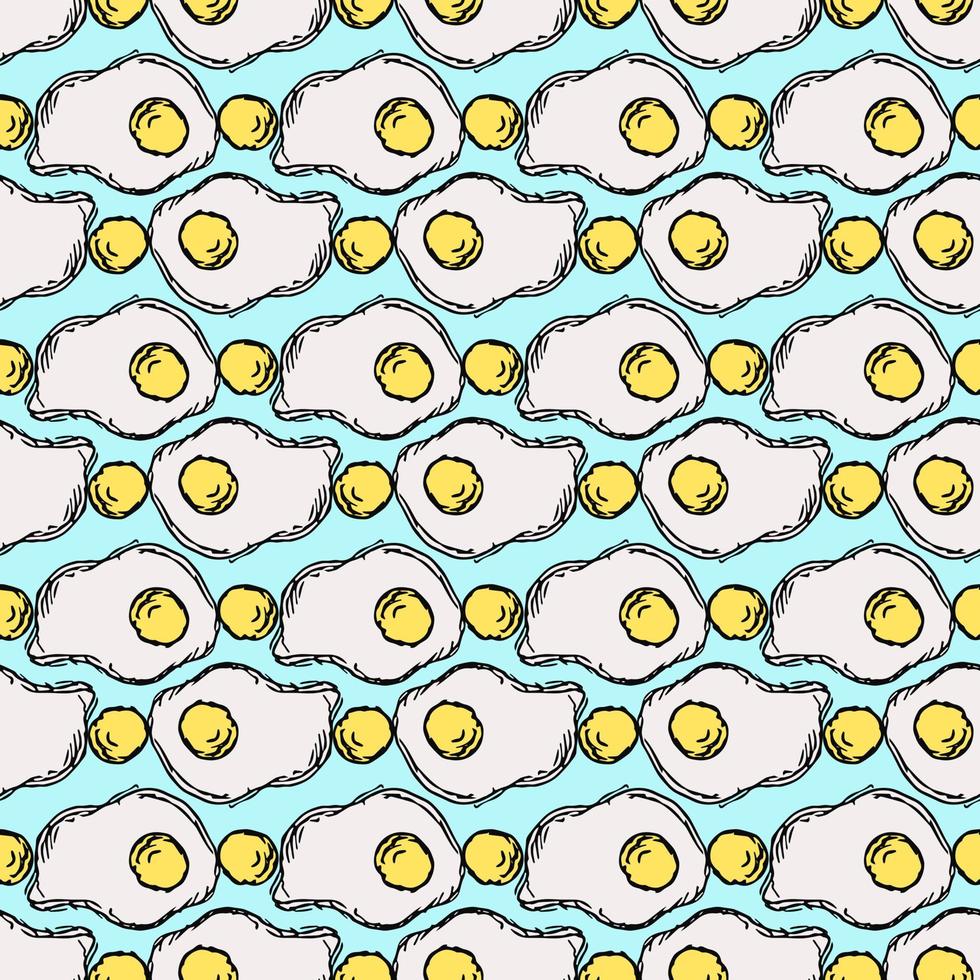 modello senza cuciture con icone di uova. sfondo uovo colorato. doodle illustrazione vettoriale con icone di uova