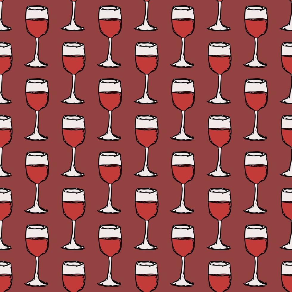 modello di vino senza soluzione di continuità. illustrazione di doodle di vettore con l'icona del vino. modello con vino
