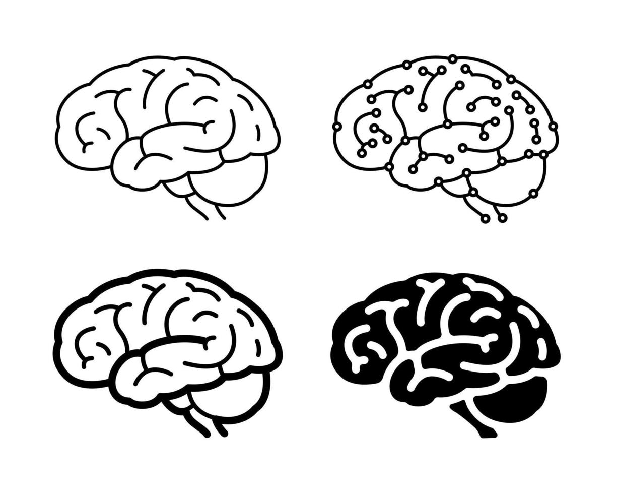 insieme di disegno del cervello umano vettore