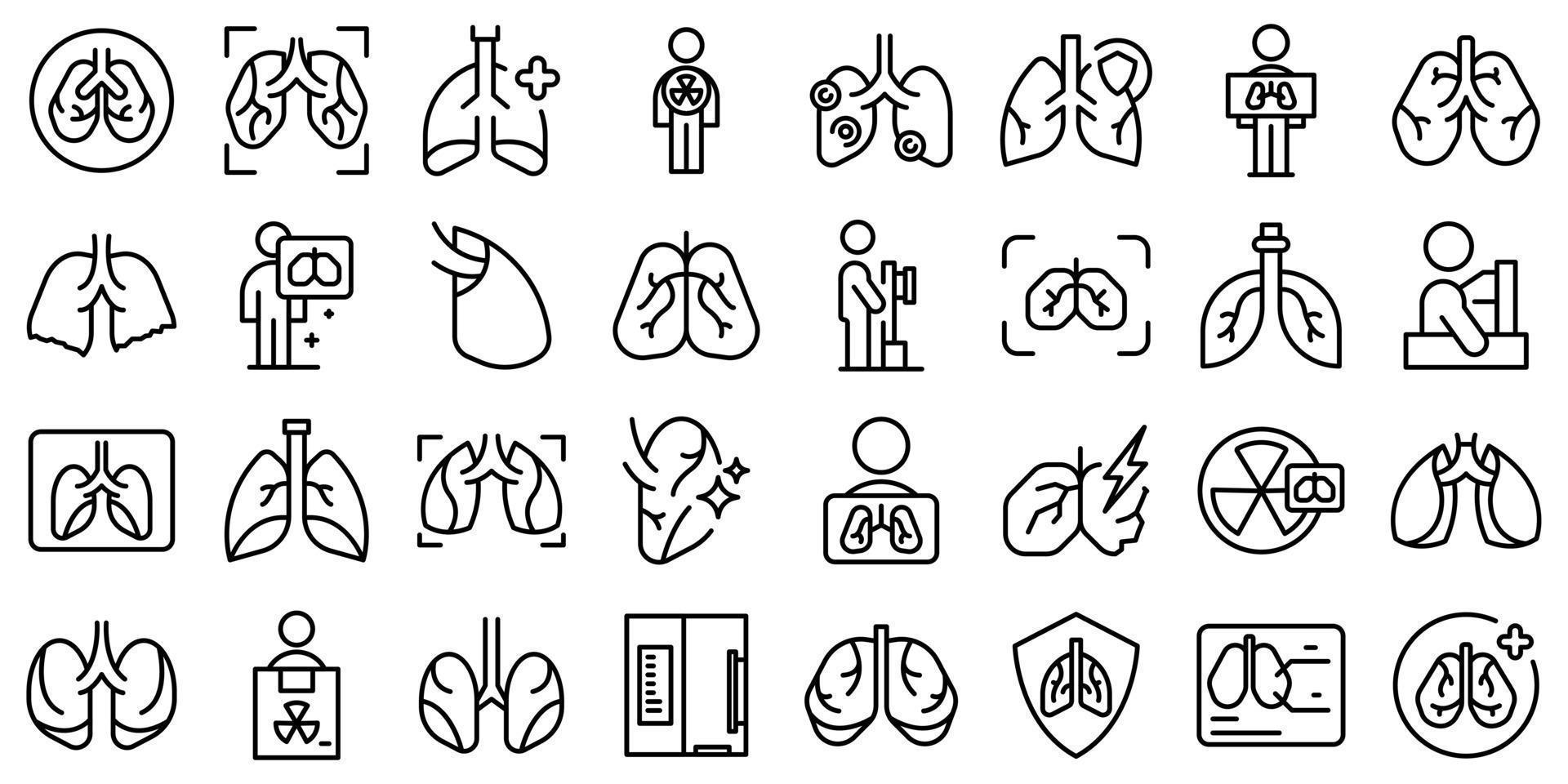 le icone di fluorografia impostano il vettore di contorno. salute dei polmoni