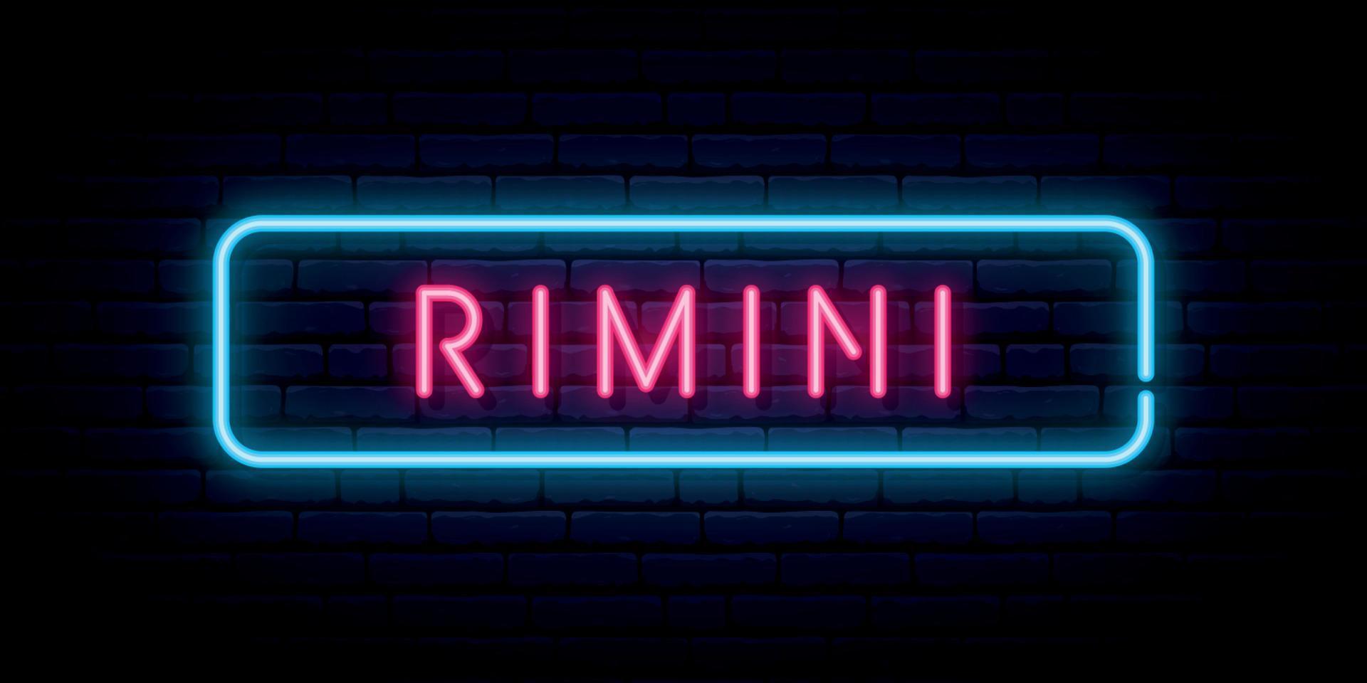 insegna al neon di rimini. vettore