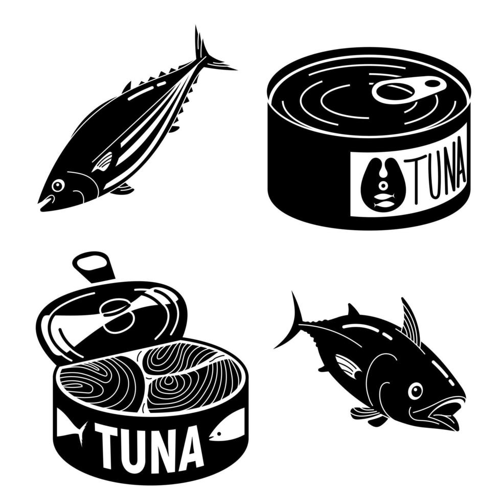 set di icone di tonno, stile semplice vettore