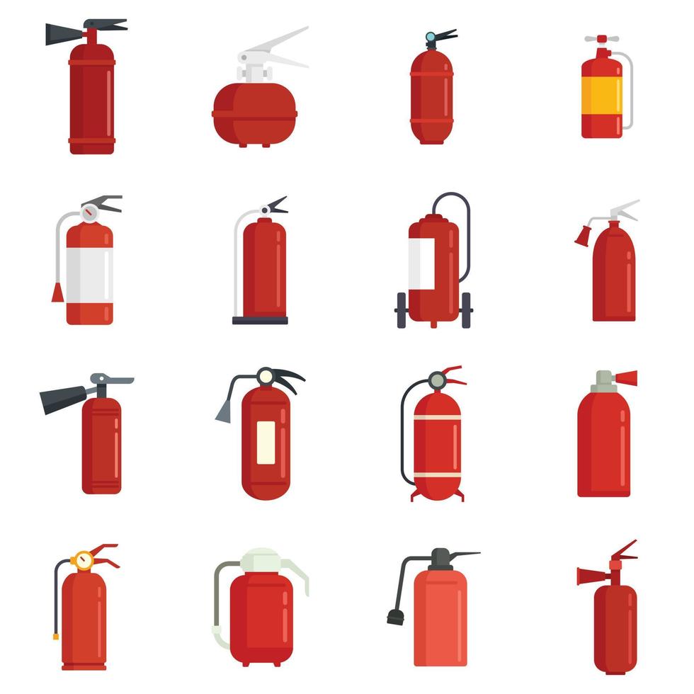 le icone dell'estintore hanno impostato il vettore piatto isolato