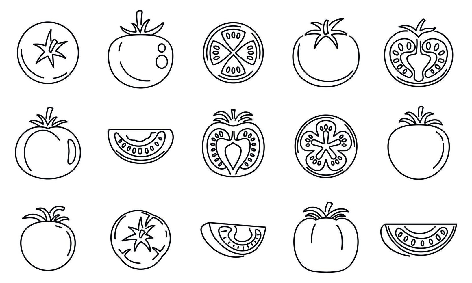 set di icone di cibo pomodoro, stile contorno vettore