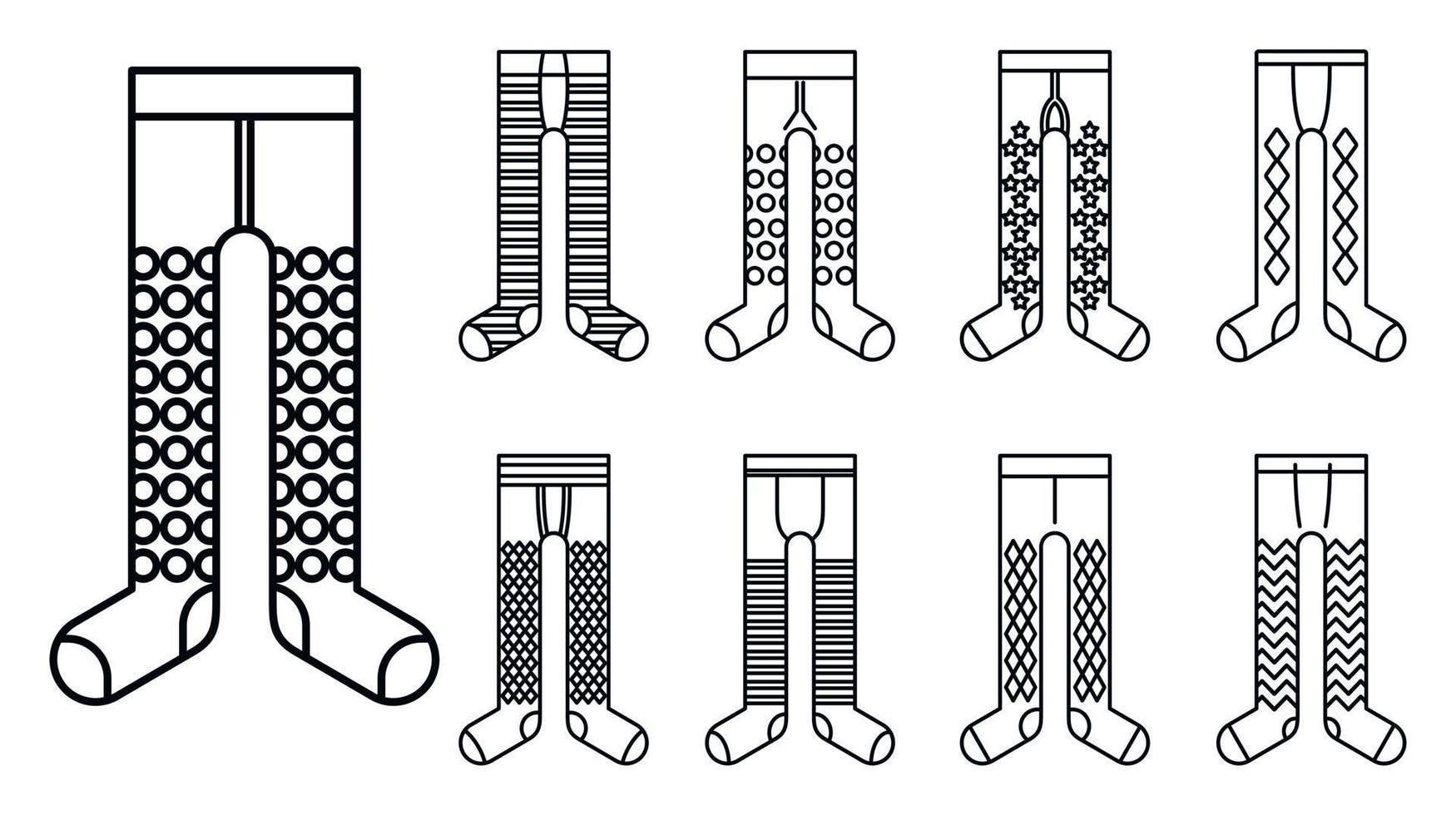 collant indossano set di icone, stile contorno vettore