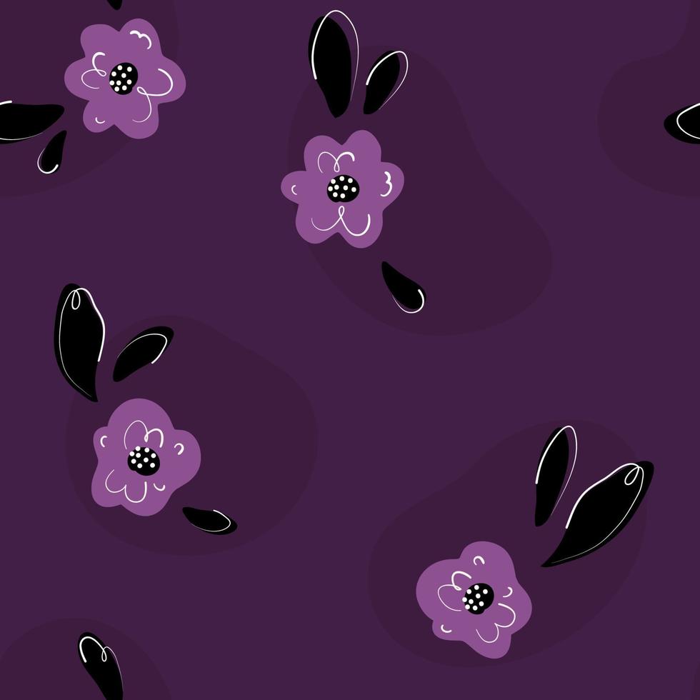 modello vettoriale senza soluzione di continuità con fiori viola