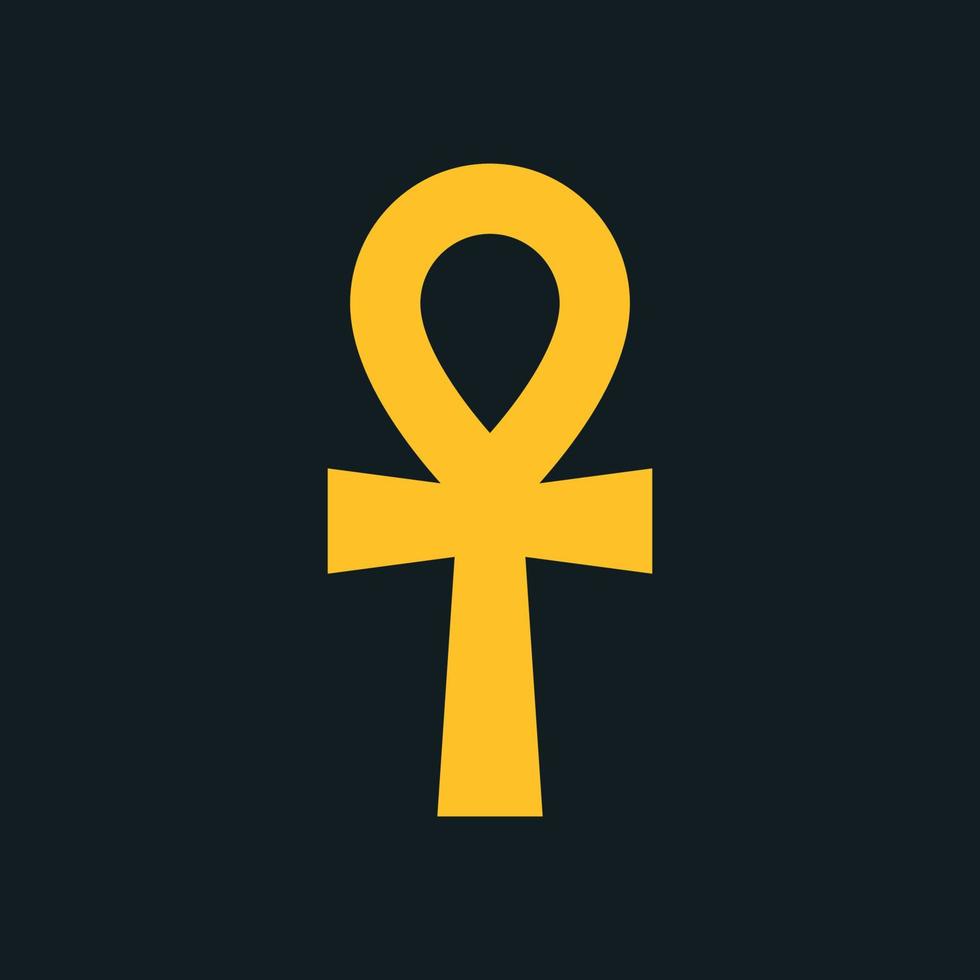 simbolo ankh, antico amuleto egiziano, colore giallo dell'icona, illustrazione vettoriale