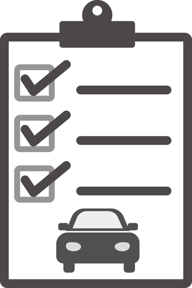 icona dell'elenco di manutenzione dell'auto. icona dell'elenco dei servizi auto. lista di controllo segno di manutenzione servizio auto. vettore