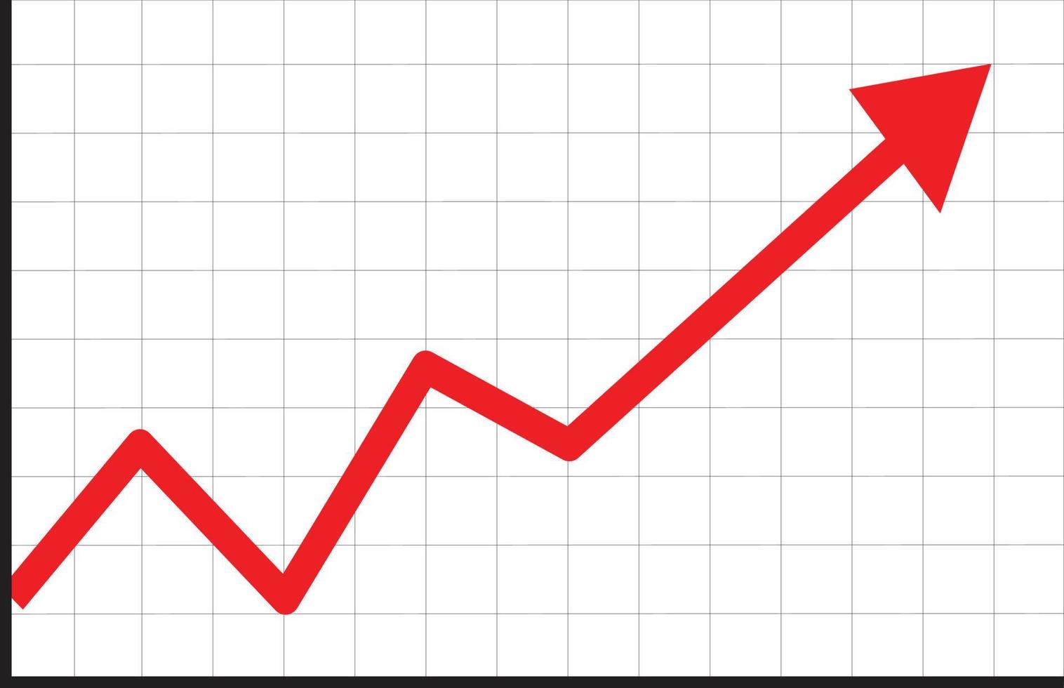 icona del grafico di tendenza verso l'alto. segno di riserva. icona della freccia rossa di avanzamento della crescita. simbolo del grafico a linee. vettore
