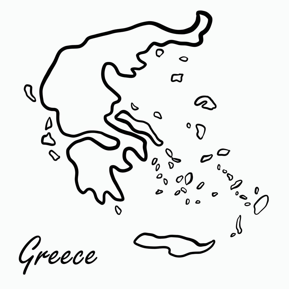 doodle disegno a mano libera della mappa della grecia. vettore