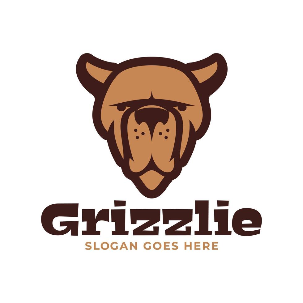 divertente logo mascotte cartone animato orso grizzly vettore