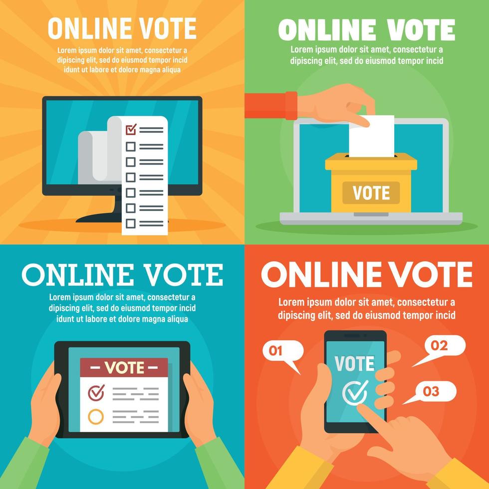 moderno set di banner di voto online, stile piatto vettore