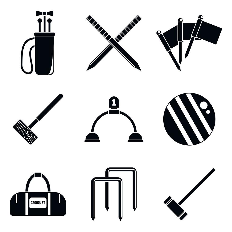 set di icone di sport croquet, stile semplice vettore