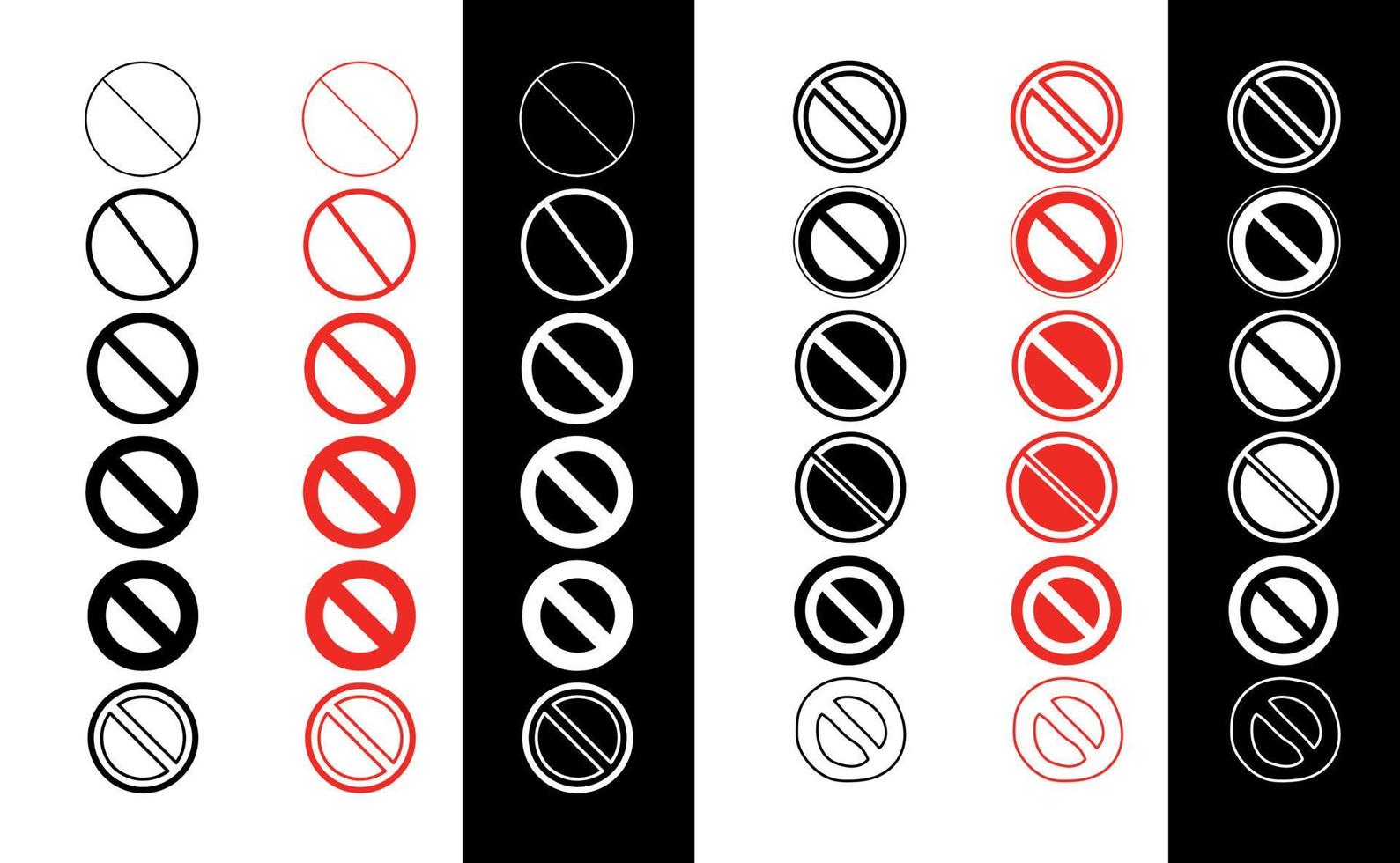 nessun vettore di set di icone del segno consentito. cartello di divieto su sfondo bianco e nero. eps 10.