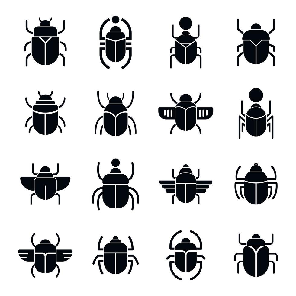 scarabeo scarabeo set di icone, stile semplice vettore