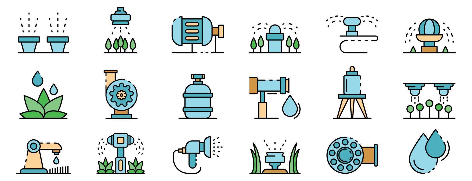 le icone del sistema di irrigazione impostano il vettore del colore della linea