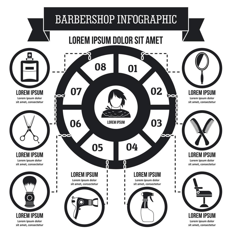 concetto di infografica da barbiere, stile semplice vettore
