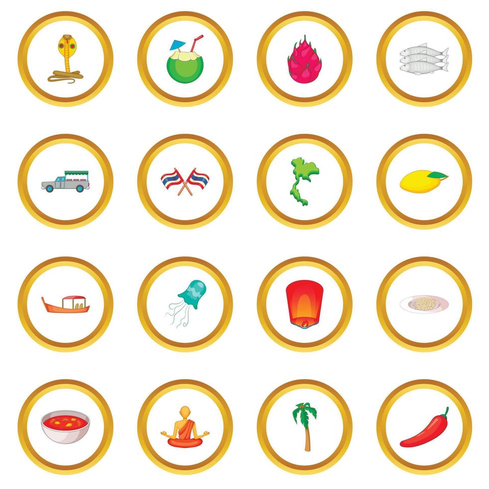 cerchio delle icone di simboli della tailandia vettore