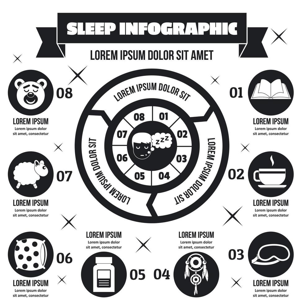 concetto di infografica sonno, stile semplice vettore