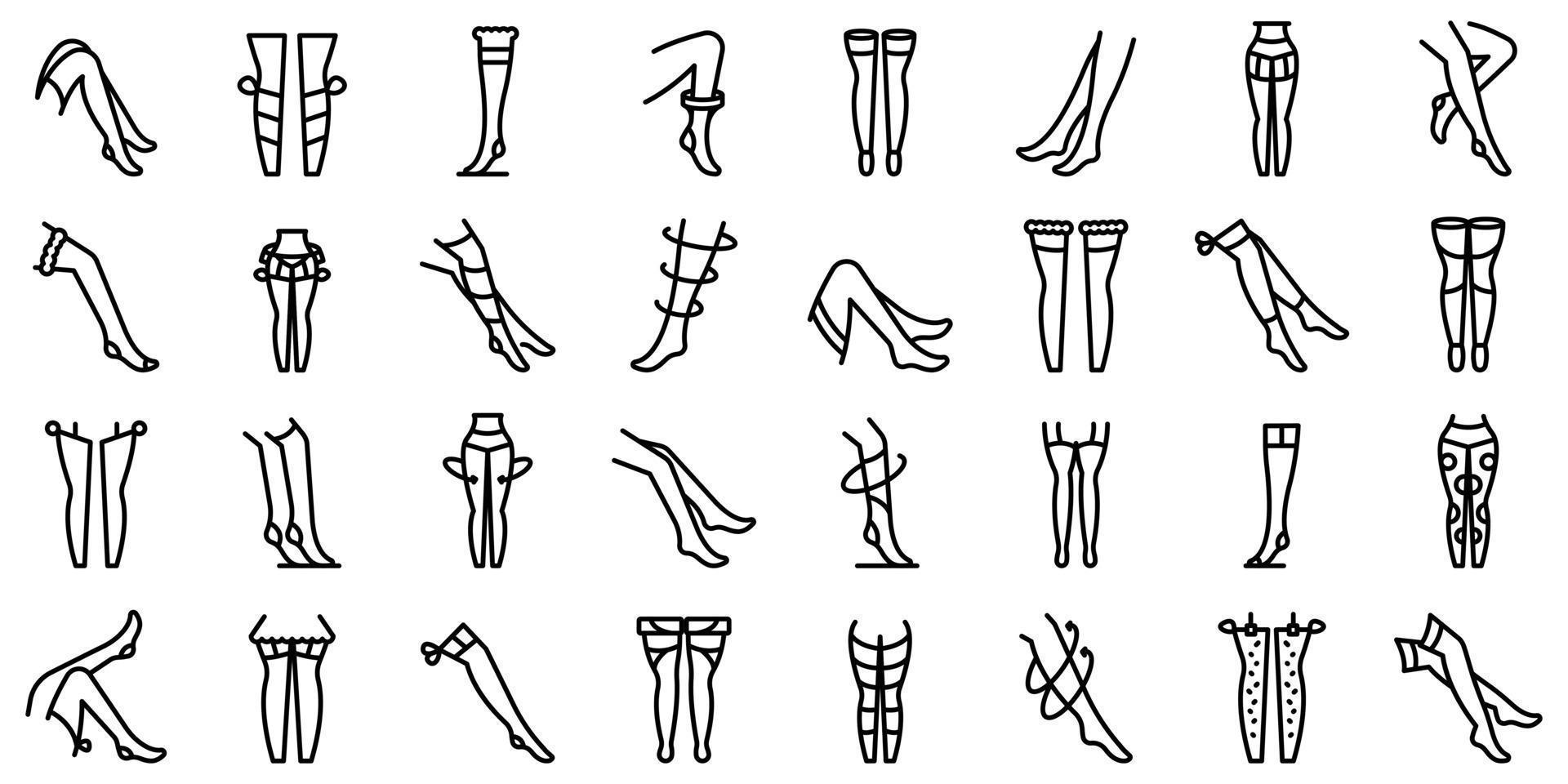 calze set di icone vettore di contorno. gamba vascolare