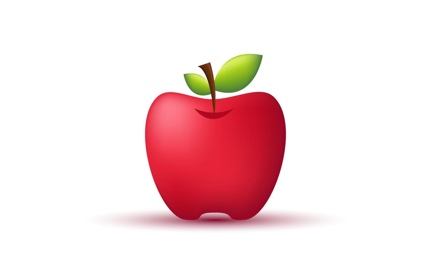 icona rossa unica del fumetto 3d della mela isolata sopra vettore