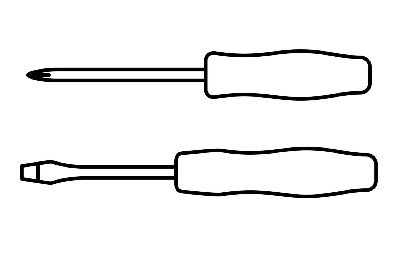 icone di cacciavite in stile art linea isolato su priorità bassa bianca. attrezzature per l'edilizia e l'edilizia. illustrazione vettoriale. vettore