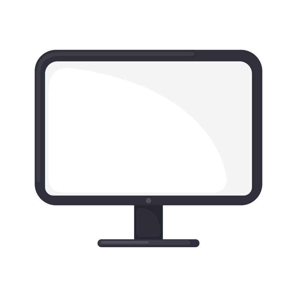 icona del monitor del computer in stile piano isolato su priorità bassa bianca. simbolo del pc. illustrazione vettoriale,. vettore